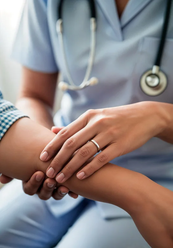 A healthcare professional offering calm support